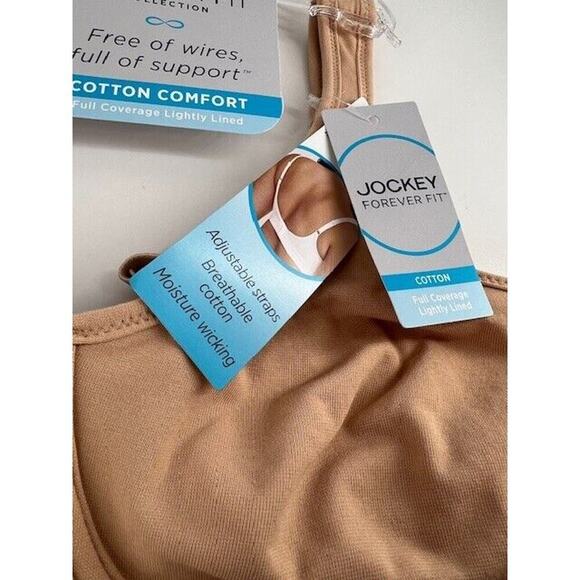 Jockey Forever Fit Wirefree Full Coverage Unlined Cotton Bra Medium Beige - Picture 2 of 4